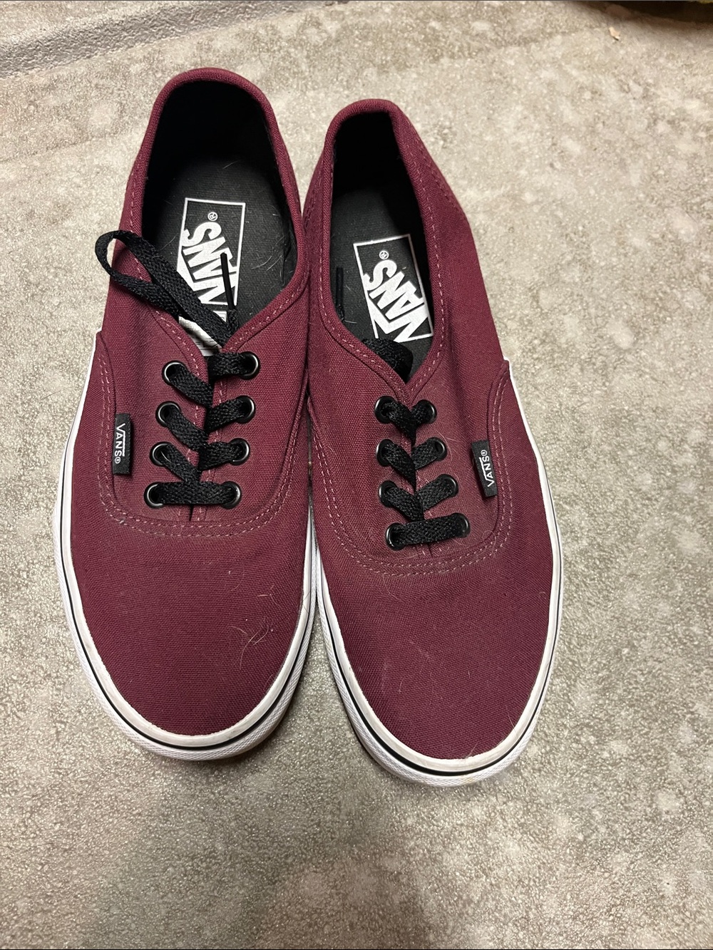 Vans Men’s Canvas Sneakers - Burgundy with White Sole
